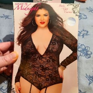 New in Package LS Black Lace Bodysuit, ONE SIZE QUEEN.